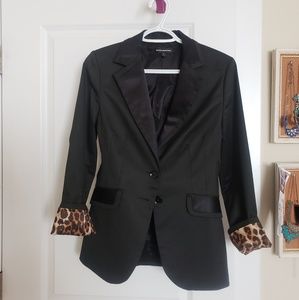 Express Design Studios Black/Leopard Print Blazer